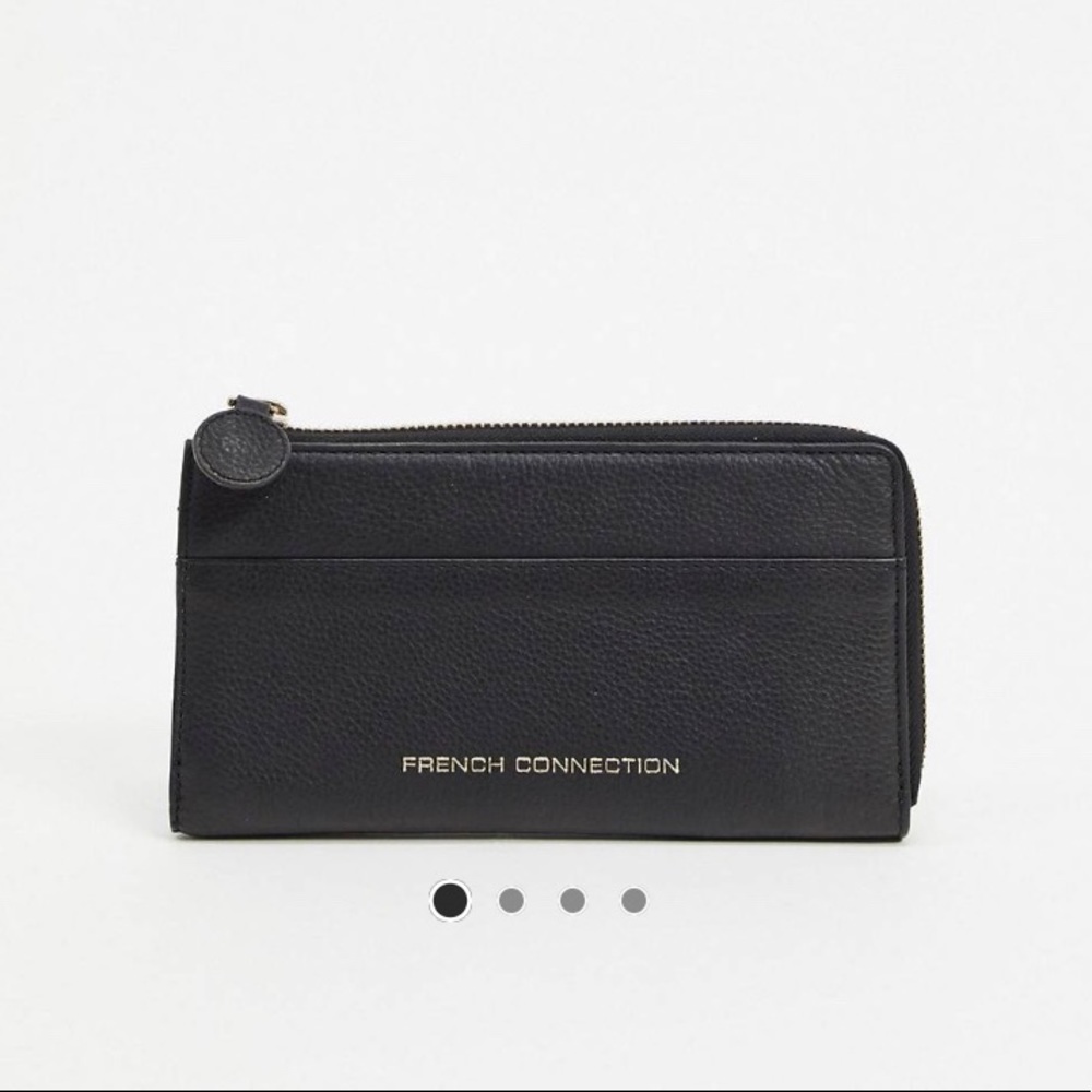 French Connection Vegas leather zip card purse
